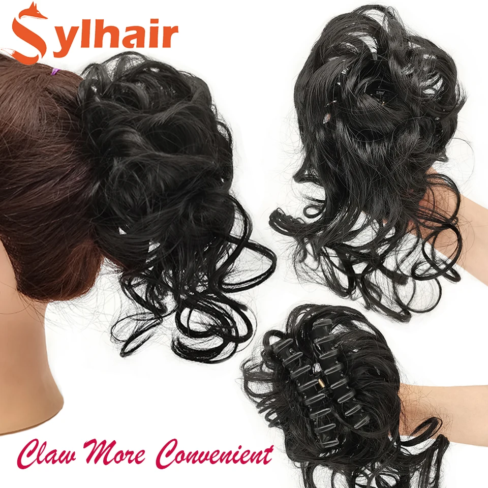 Synthetic Hair Clip Messy Curly Bun Claw Extension Chignon Hairpiece for Women