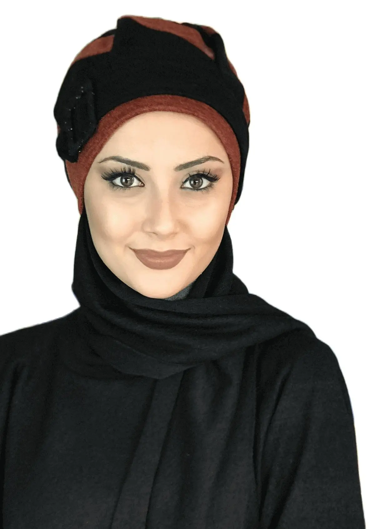 New Fashion 2021 Hijab Women Muslim  Shawl Islamic Clothing Scarf Beret Bonnet Black Passionflower Tile Striped Buckled Hat