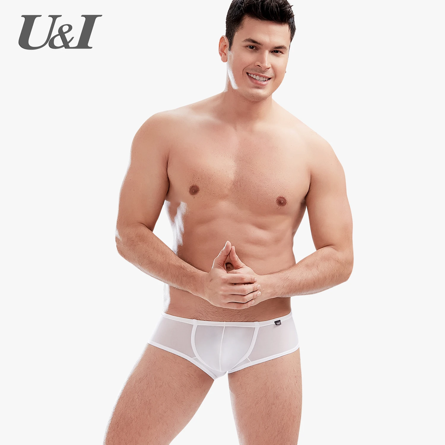 U&I Men\'s High-elastic Panties Men\'s Briefs U-Convex 3D Bags Nylon Scrotum Support Half-Pack Hip Ultra-thin Underwear