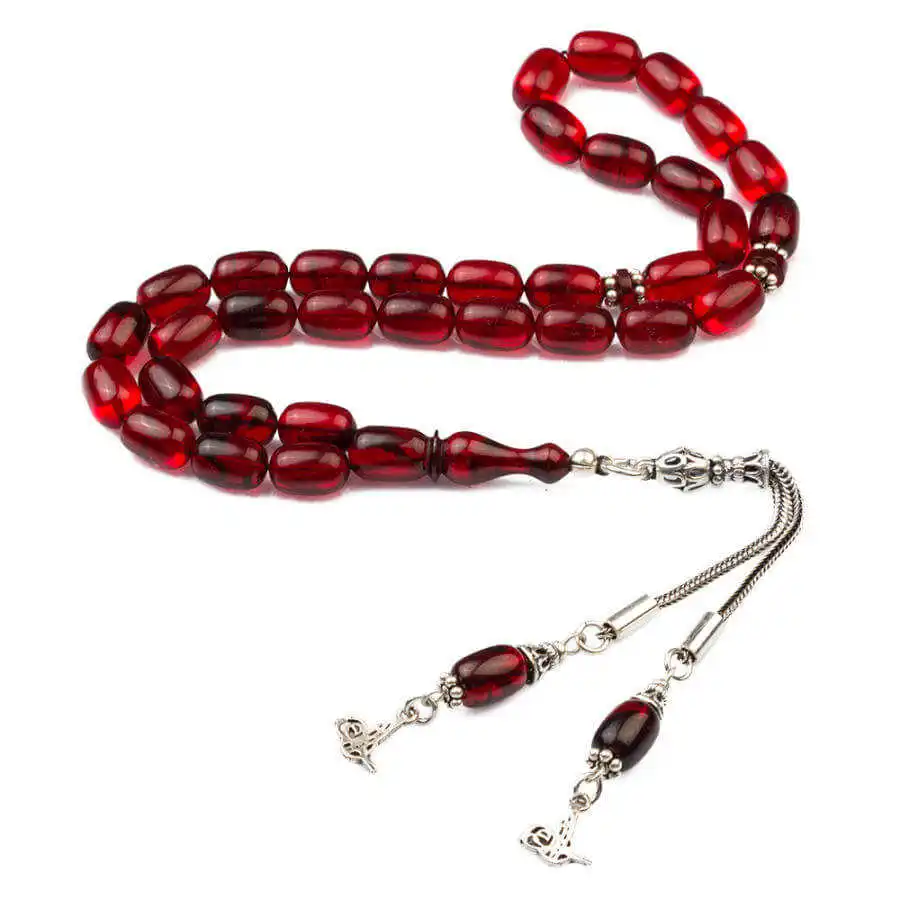 Ottoman Tugra Tassel Capsule Cut Red High Quality Bakelite Elegant Looking Handmade Dirt-proof Tasbih Providing Long-term Use