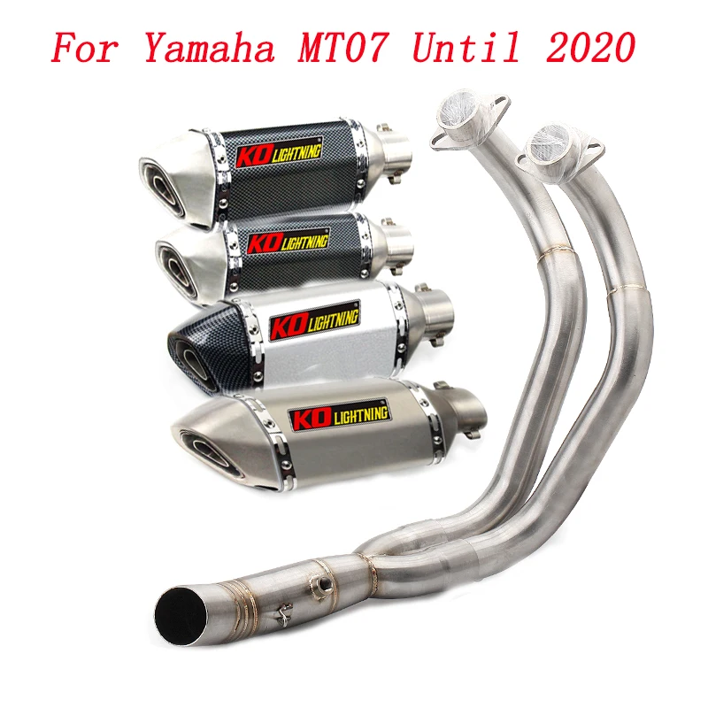 

Slip On Motorcycle Exhaust Front Link Pipe And 51mm Muffler Stainless Steel Exhaust System For Yamaha MT07 Until 2020