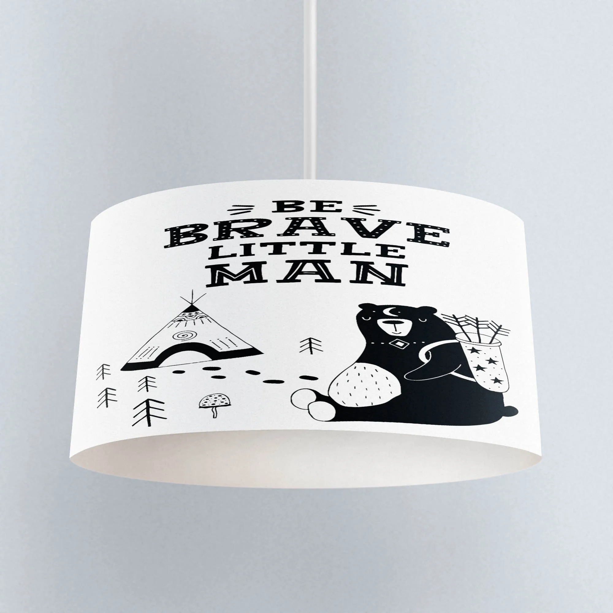 

Else Black White Brave Man Bear Scandinavian Print Fabric Kids Chandelier Lamp Drum Lampshade Floor Ceiling Pendant Light Shade