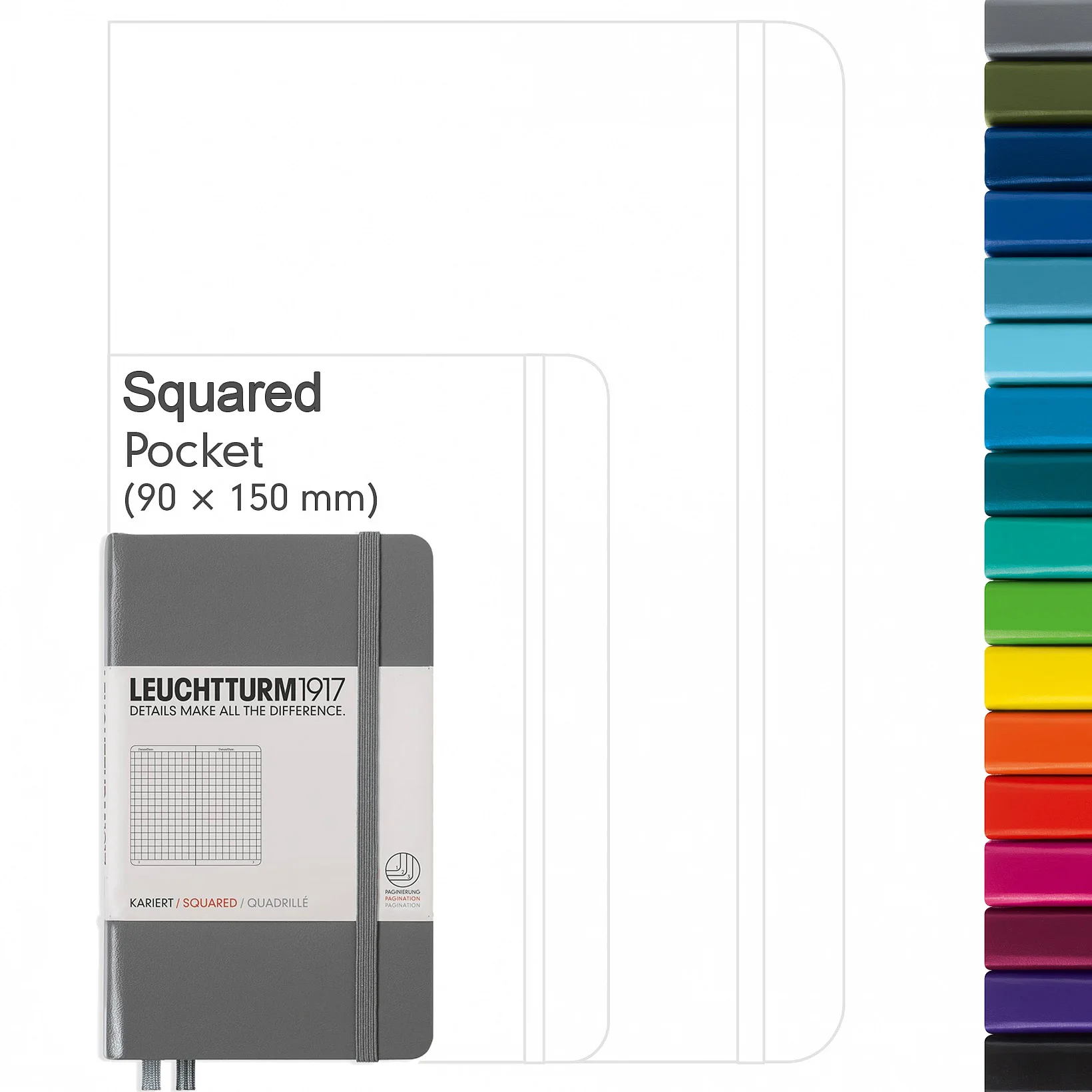 Leuchtturm1917 Notepad Medium (A6), Hard Cover, 185 Numbered Pages - Squared