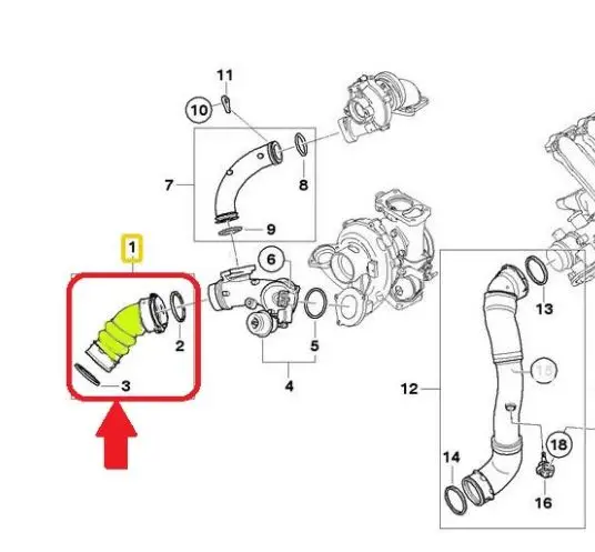 11617796293 Turbo Hose For Bmw 535d - E60 - E61 Turbo Hose For Bmw 635d - E63 - E64 Air Intercooler Hose for Bmw