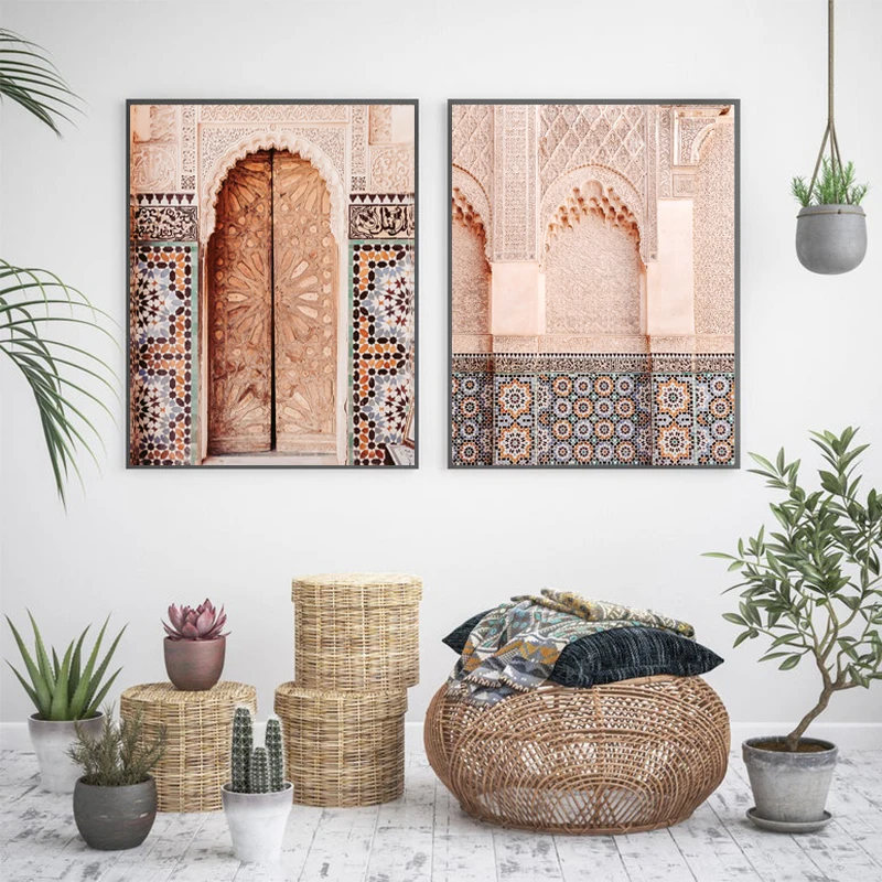 Architettura marocchina Fotografia Poster e stampe Islamico Wall Art Canvas Painting Mosaico Immagini murali per la decorazione del soggiorno