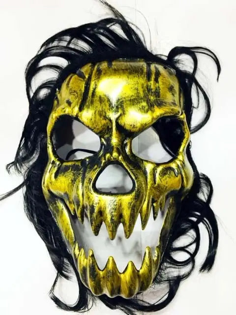 Black Hair Plastic Halloween Dry Head Mask 441072681