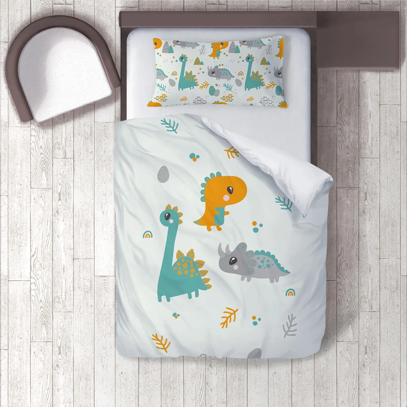 

Duvet Cover Set Bedding Set Pillow Case for Baby and Kids Room 3D Printed White Little Dinosaur Model 1415