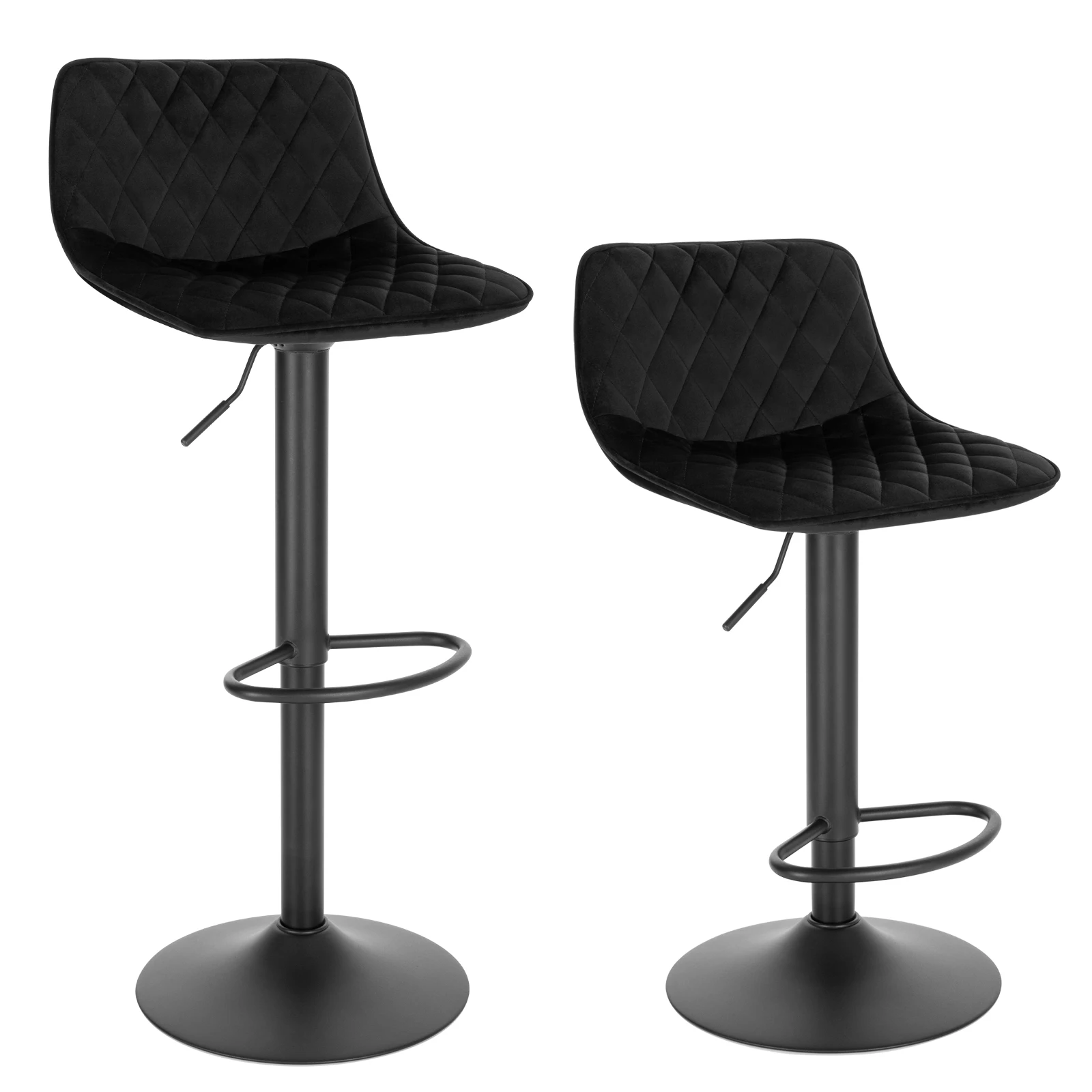 2PCs Bar Stools with Backrest Footrest Counter Stools Height-Adjustable Swivel Chair for Kitchen Pub Bistro Bar