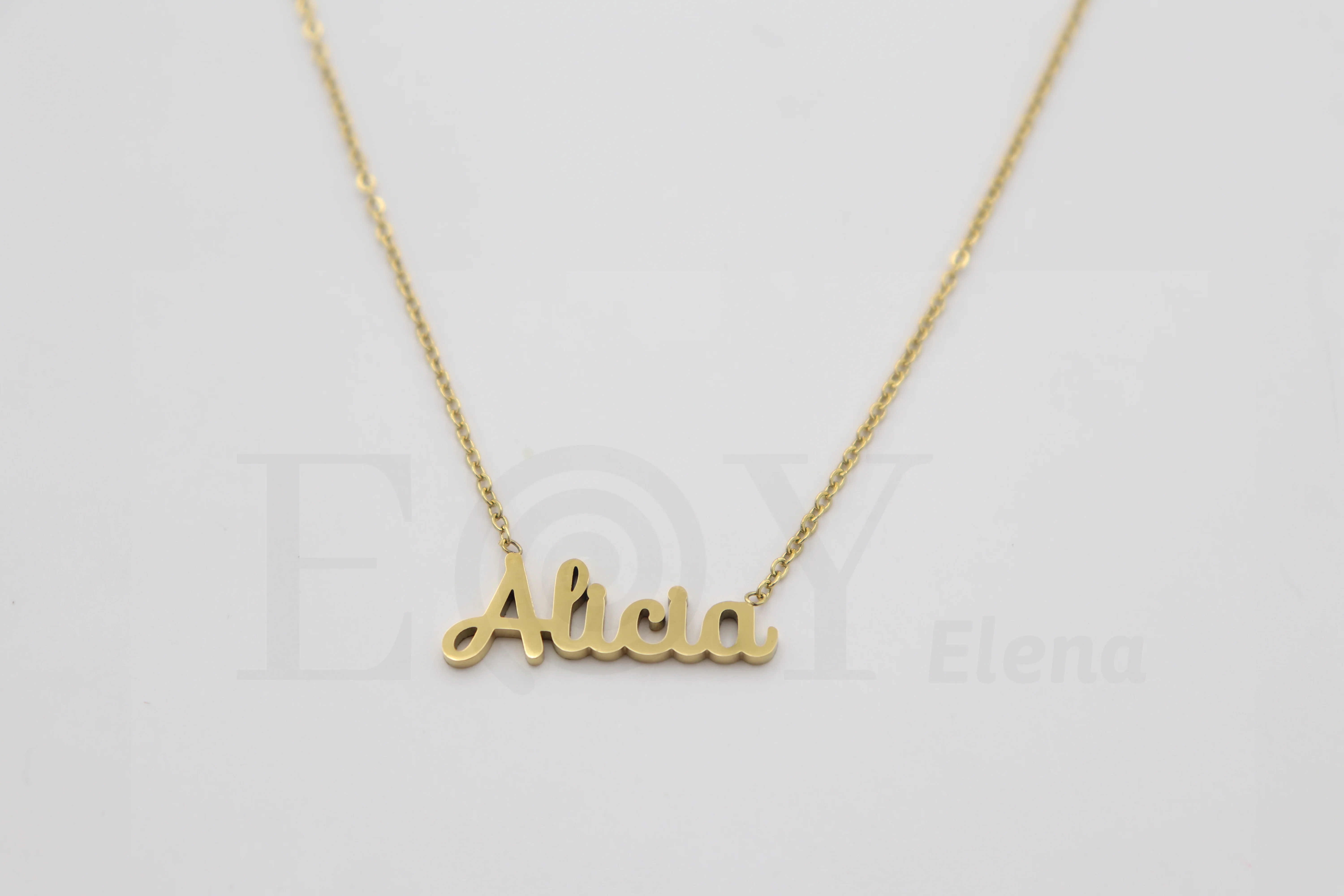 Collar De Acero Inox Con Nombre De Alicia Color Dorado Alta Calidad Envió Desde España