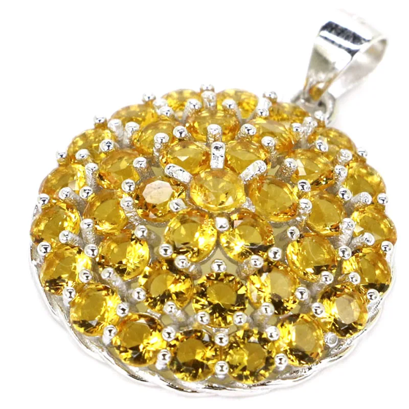 27x25mm Jazaz 2.8g Deluxe Created Pink Tourmaline Golden Citrine Women Wedding Real 925 Solid Sterling Silver Pendant