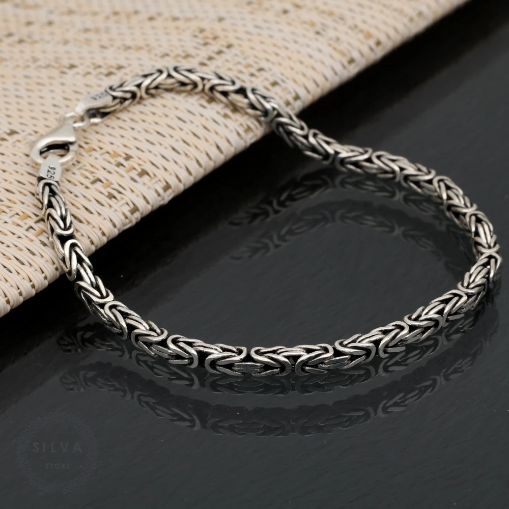 

Silva Original 925 Sterling Silver Bracelet for Men Made With 3mm S925 Square King Cable Chain