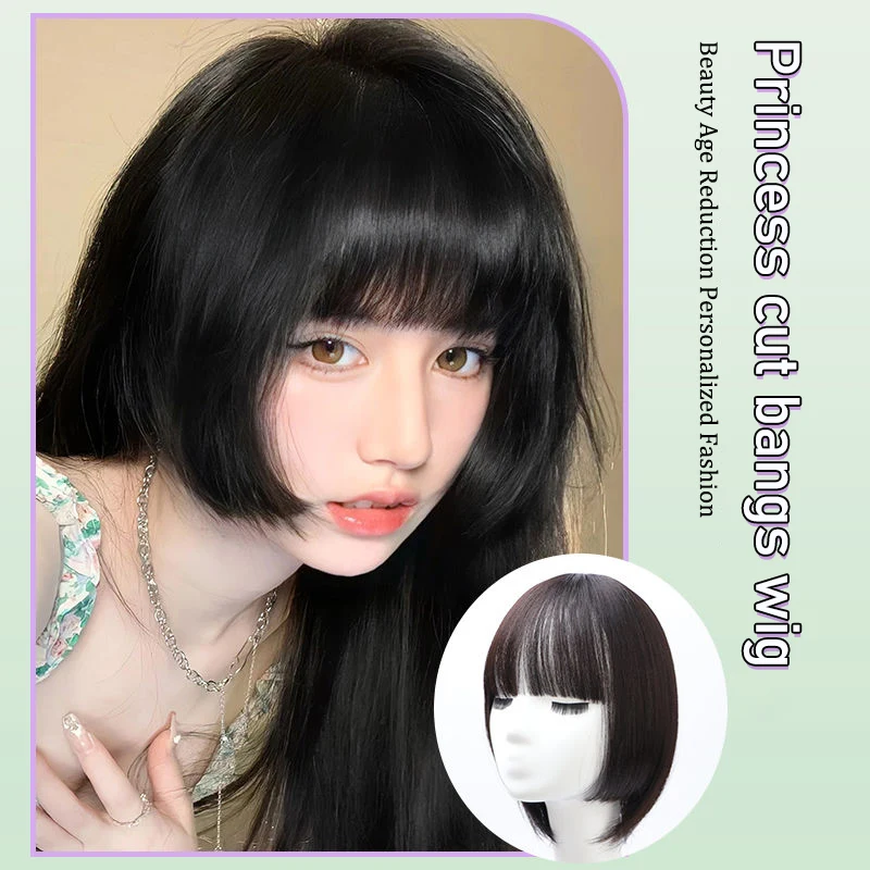 TALANG synthesis False Bangs Synthetic hair Bangs Hair Extension Fake Fringe Natural hair clip on bangs Light Brown/Black HighTe