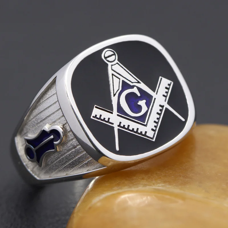 Vintage Blue Lodge Freemason Fraternity Masonic Jewelry 925 Sterling Silver Ring