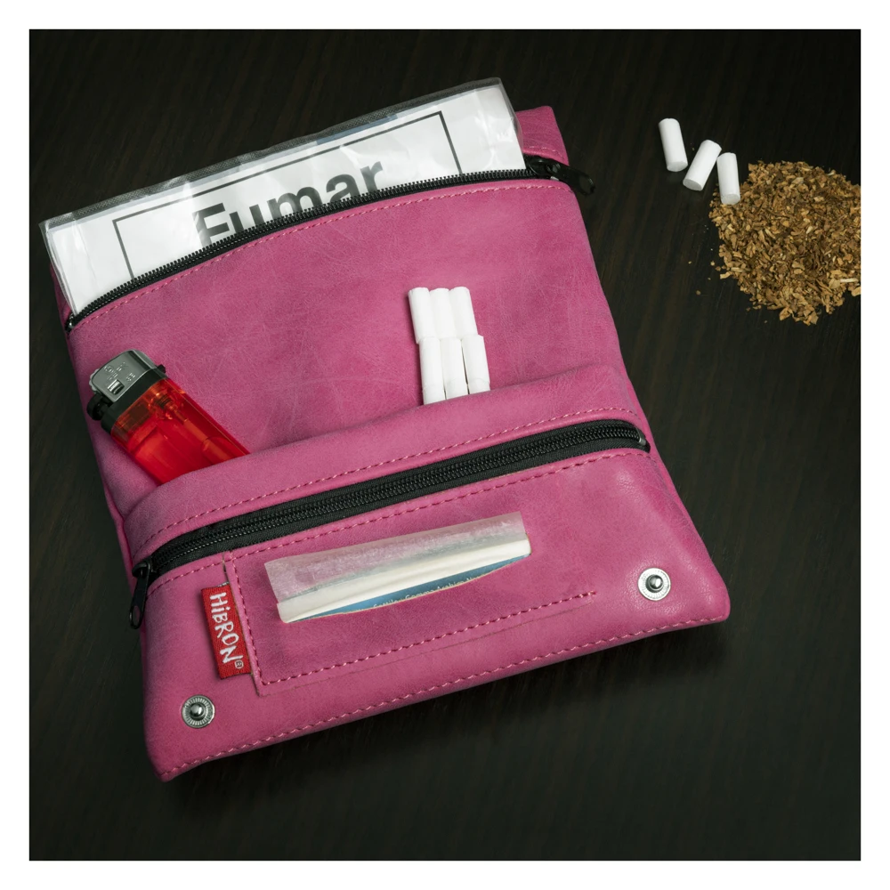 HIBRON, Bolsa portátil de cuero para cigarrillos, Bolsa para tabaco, Bolsas de almacenamiento, Accesorios para fumar, 58105