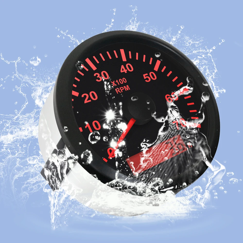 New 85mm Waterproof Tachometer with Hourmeter Truck Car Boat Diesel Engine Tacho Meter Sensor Gauge REV Counter with Backlight