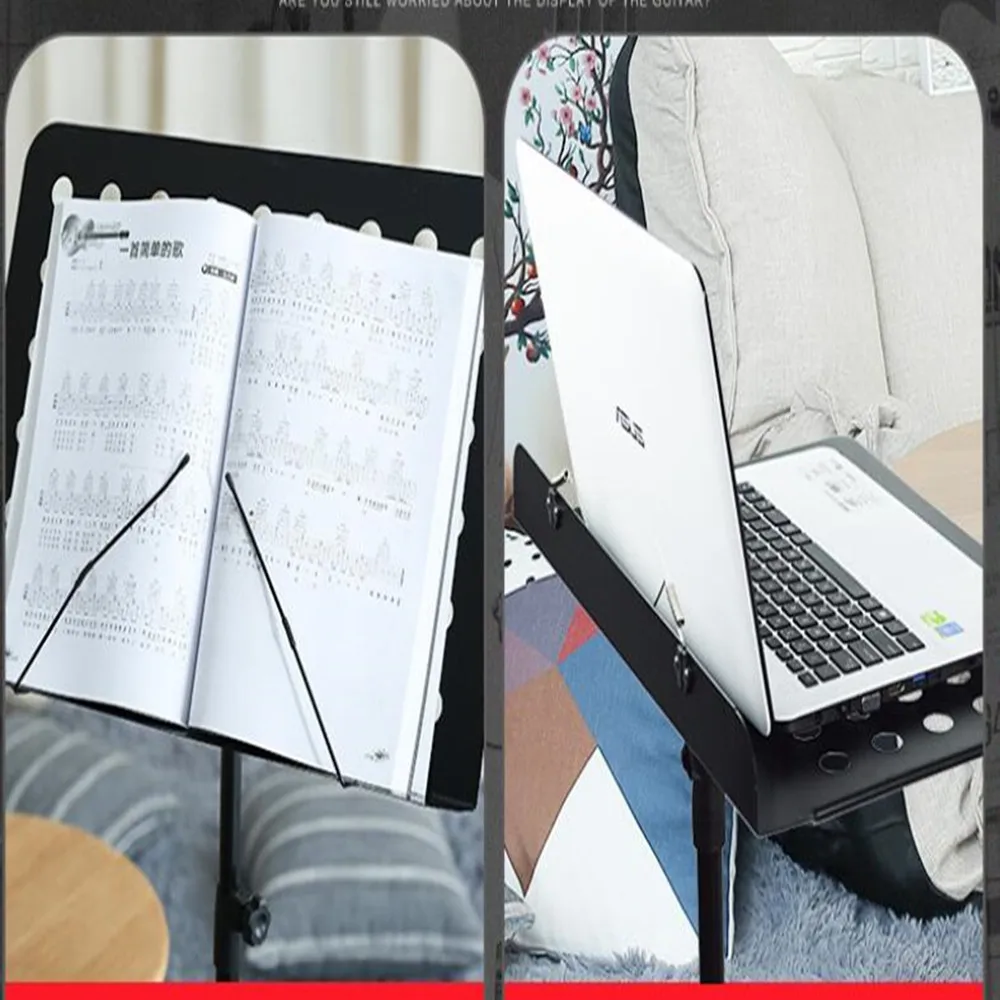 Atril musica Metálico con Brazos para Sujetar Hojas Partituras Ajustable Altura Trípode para violín, guitarra GRA