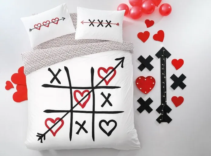 

XOX Love Double Duvet Cover Set, Cotton, Ranforce, 4 Pieces Duvet Cover Set