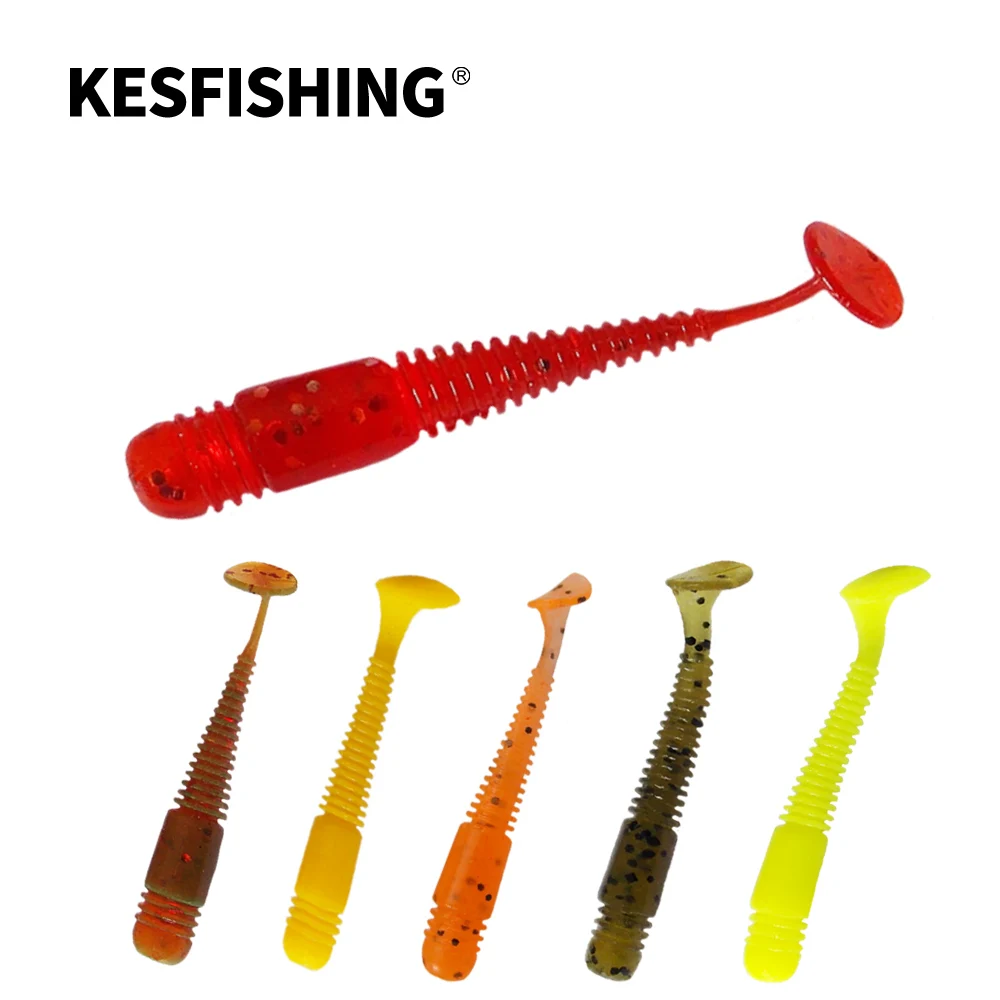 KESFISHING miękki robak przynęty Vibro robak 20 sztuk 48mm wędkowanie przynęty silikonowe łowienie okonia Tackle Wobbler leurre souple ryby zapach soli