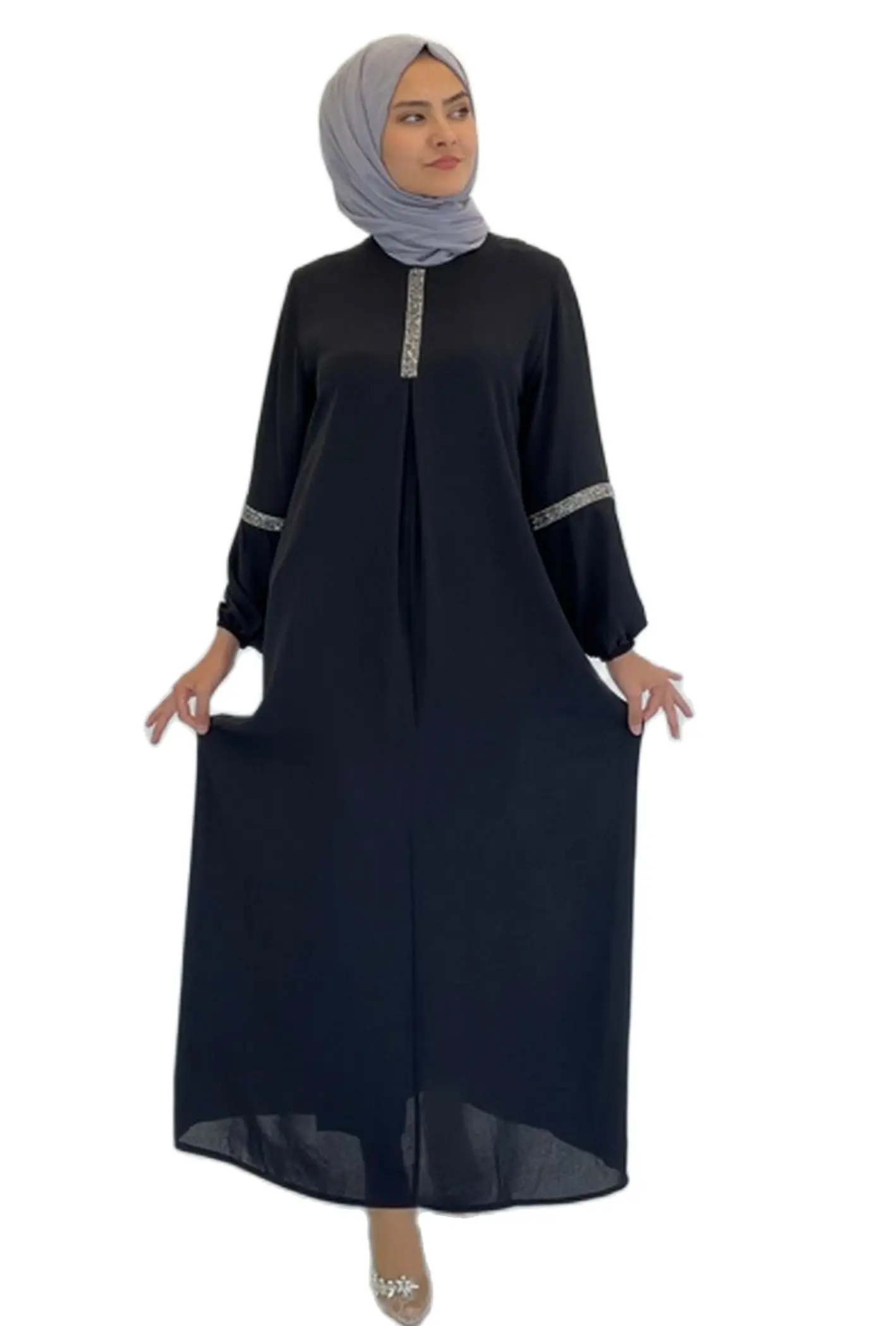 Turkish Dress Soft Aerobin Fabric Handles Long Pearl Stone Processing 2021 Hot New Season 145 cm long abaya