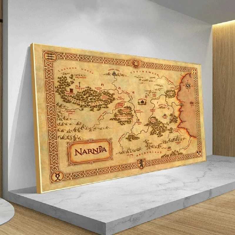 The Lion, the Witch and the Wardrobe Narnia Map Canvas Painting Wall Art Fantasy World Map Posters Prints For Home Decor Cuadros