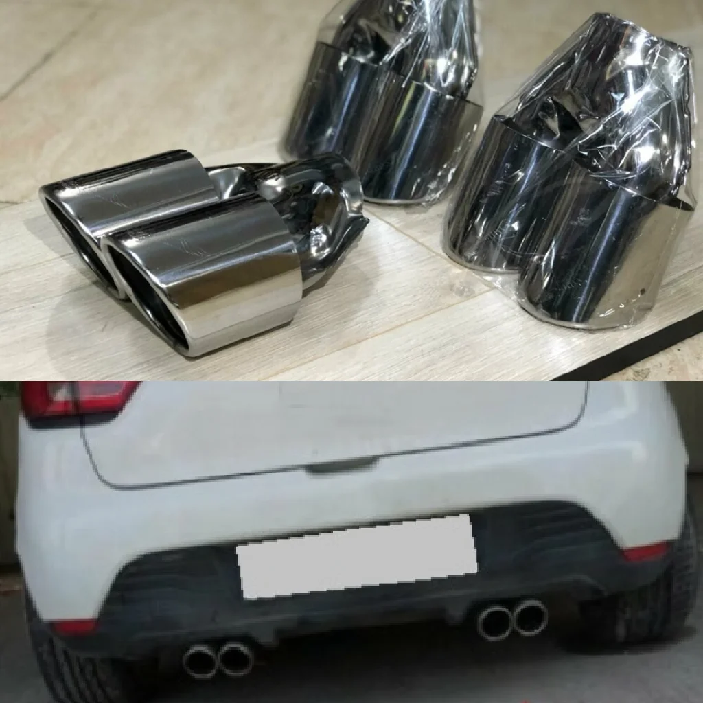 80mm For Renault Clio 4 MK4 Style Double Exhaust Tip Exhaust System End Pipe Stainless Steel Car Exhaust Pipe Double Tip