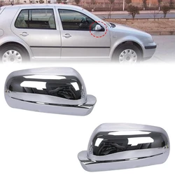 Pair Car Wing Rearview Mirror Cover Shell Mirror Cap Replacement for VW Golf MK4 Jetta Bora Passat B5 1999-2004 Chrome