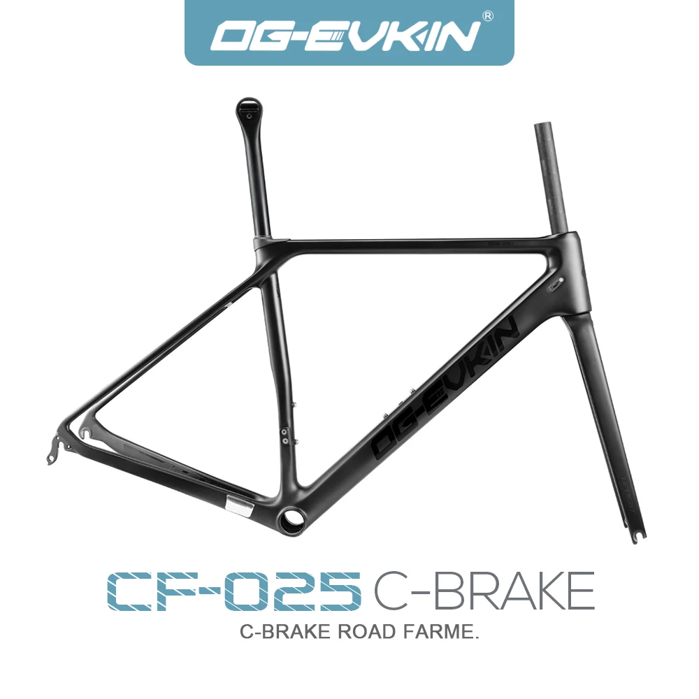 

OG-EVKIN CF025-V Carbon Road Frame Bike Rim Brake BB86 Tapered Headtube 28.6mm 700C 25C Thru Alxe 9*130 Bicycle Frameset Forks