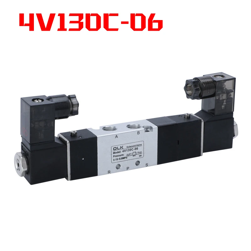 Solenoid valve 4V130C-06 Double headed Double control 5 Way 3 Position Power down hold Pneumatic directional valve