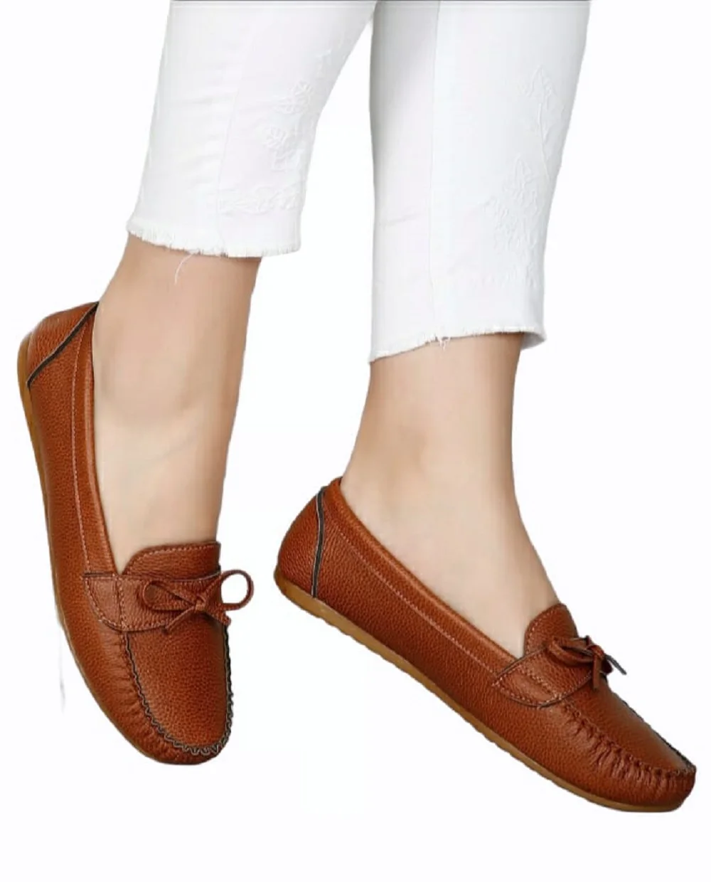 2021YAZ SEASON LADY CASUAL ELEGANT FLAT SLIP-RESISTANT OUTSOLE ARTIFICIAL LEATHER LOAFER SHOES TAN