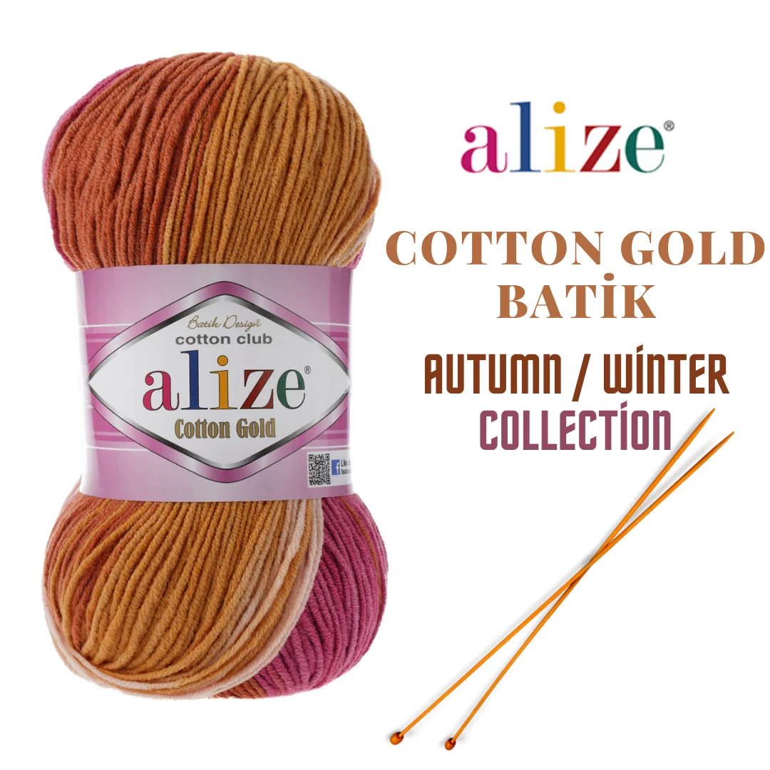 Alize Cotton Gold Batik, Knitting Yarn, Crochet, Soft , Acrylic , Multicolor , Wool, Cotton Yarn, Turkish thread, Amigurumi