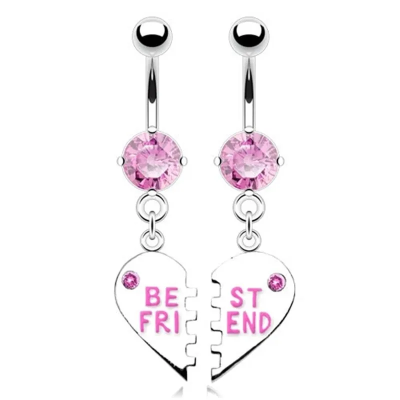 Best Friend Belly Button Piercing Ring 14Gsurgical Steel Fashion Best Friend Belly Piercing Ring Sexy Navel Piercing Dangle Gift