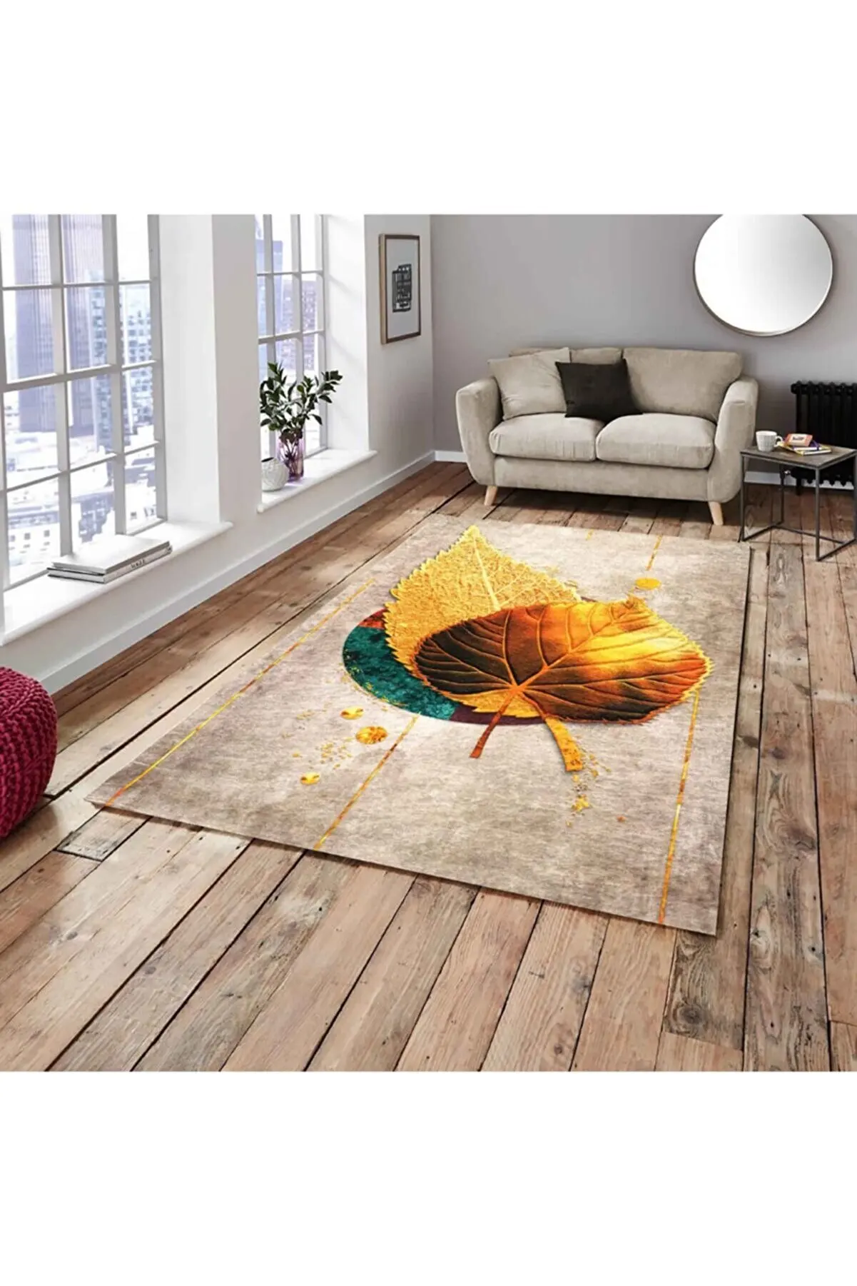 

New Pattern 3 Dimensional Leaf Wheel Carpet Cover Decorative Cover Velvety Fabric Pattern Washable Carpet Cover