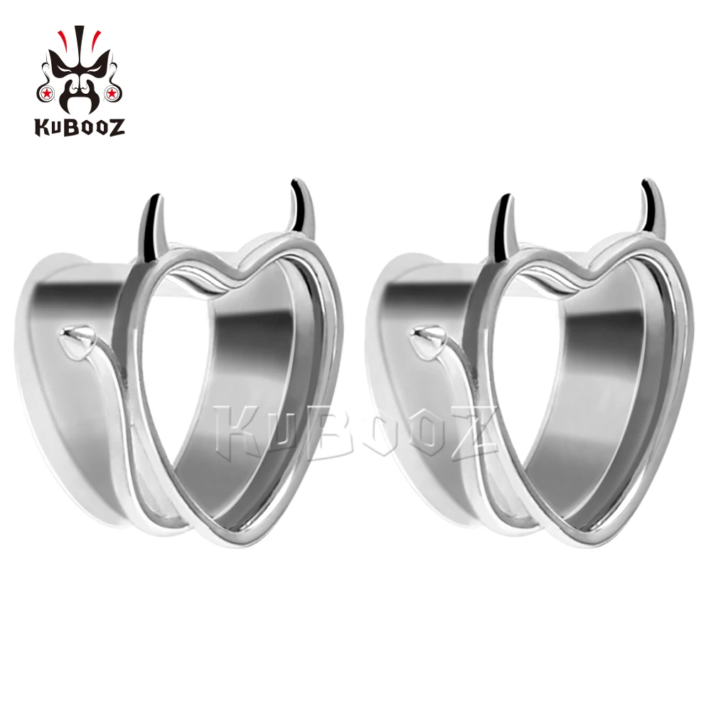 Wholesale Price Stainless Steel Heart Devil Ear Piercing Tunnels Stretchers Body Jewelry Earring Gauges Plugs Expanders 34PCS