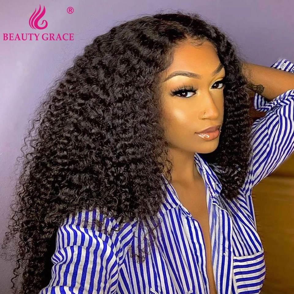 Transparent 13X4 Deep Curly Lace Frontal Wigs For Women Human Hair 30 Inch Lace Front Wig Brazilian Kinky Curly Human Hair Wig