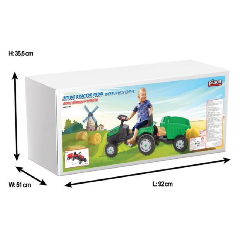 TOY TRACTOR FOR CHILDREN - MOVING DAMPER - ADJUSTABLE SEAT - CHAIN PEDAL - 3+YEARS - AIR HORN