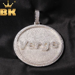 THE BLING KING Iced Out Round Custom Font Letter/Logo/Symbol Pendant Necklace Paved Cubic Zircon Men Women Hiphop Jewelry