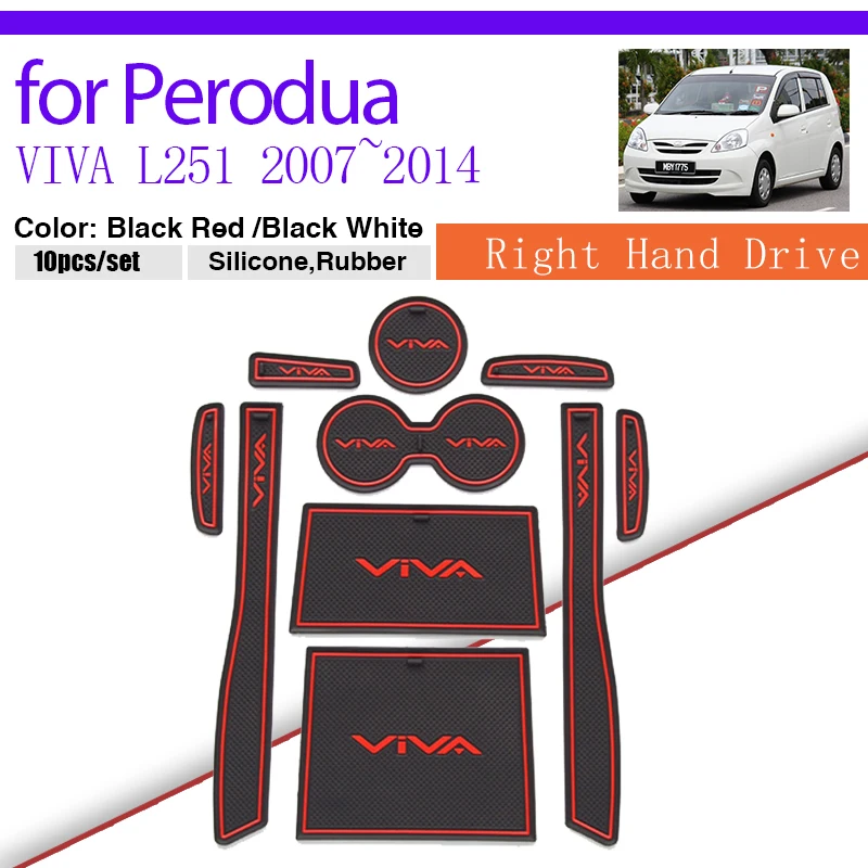 Door Slot Mat for Perodua VIVA L251 Elite 2007~2014 2006 2008 2009 Cup Holder Sticker Lnterior Rubber Groove Cushion Coaster