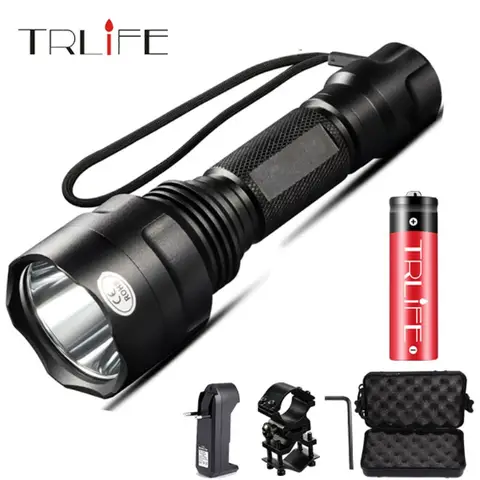 Tactical LED Flashlight with Gun Mount and Rechargeable Battery TRLIFE