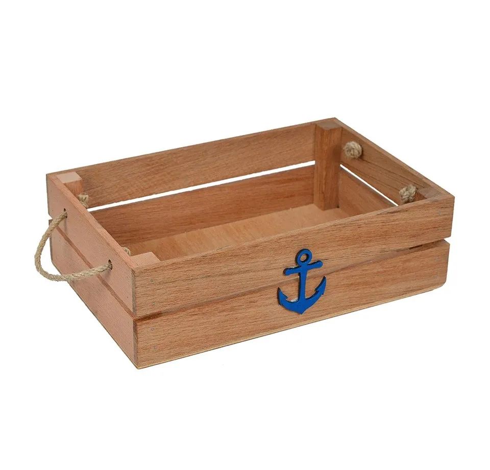 Marine Rope Handle Wooden Case Width 20 cm Length 30 cm Height 9 cm Color Naturel Wood Type Beech