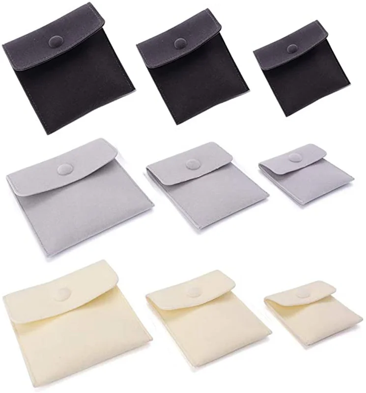 SheepSew Pack of 9 Velvet Jewelry Pouch 3 Sizes Portable Jewelry Gift Bags With Snap Button