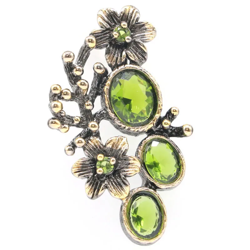 44x26mm Bohemia Design 9.3g Flowers Created Green Peridot Paris Blue Topaz For Women Black Gold Silver Pendant Wholesale