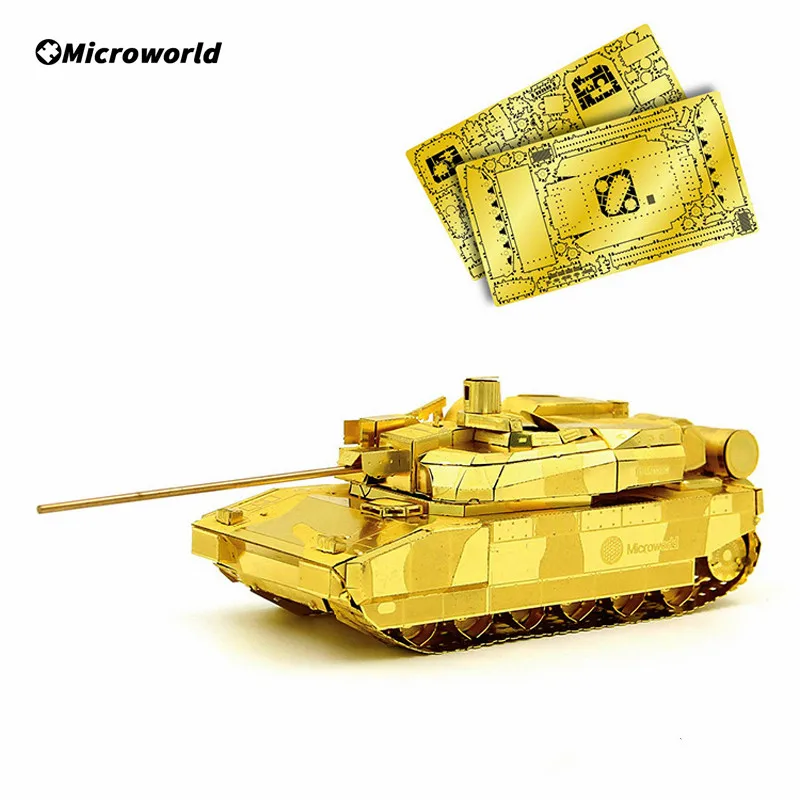 Microworld 3D Metal Puzzle Games Modern Battle Tank Kits Laser Cutting DIY Jigsaw Christmas Toys Birthday Gifts For Adult