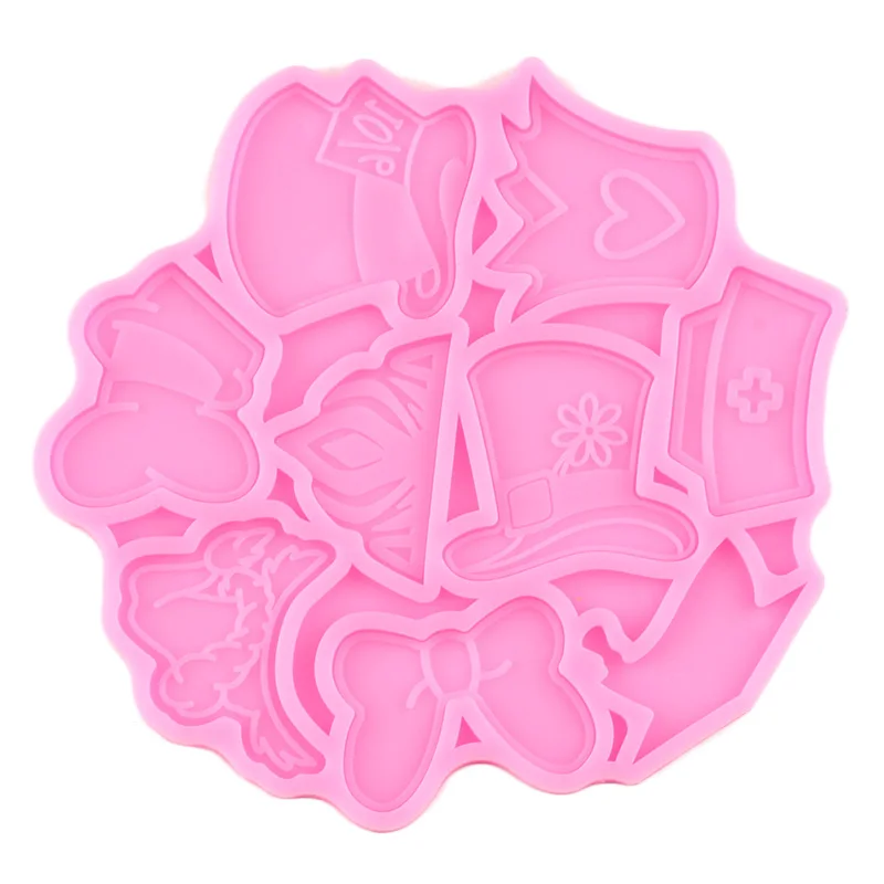 Crown Bows Nurse Magic Hat Straw Topper Silicone Mold DIY Party Cupcake Fondant Cake Decorating Tools Candy Clay Chocolate Mould