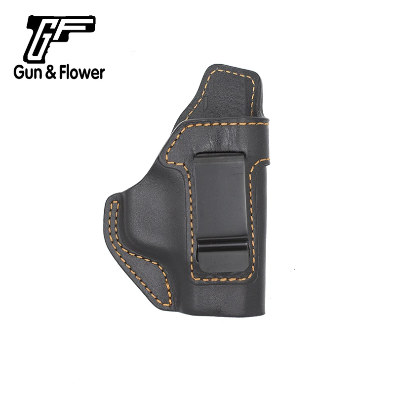 Gunflower IWB Leather Gun Holsters Concealed Carry Pistol Bags Brown/Black Stitch with  Belt Clip for M&P Shield