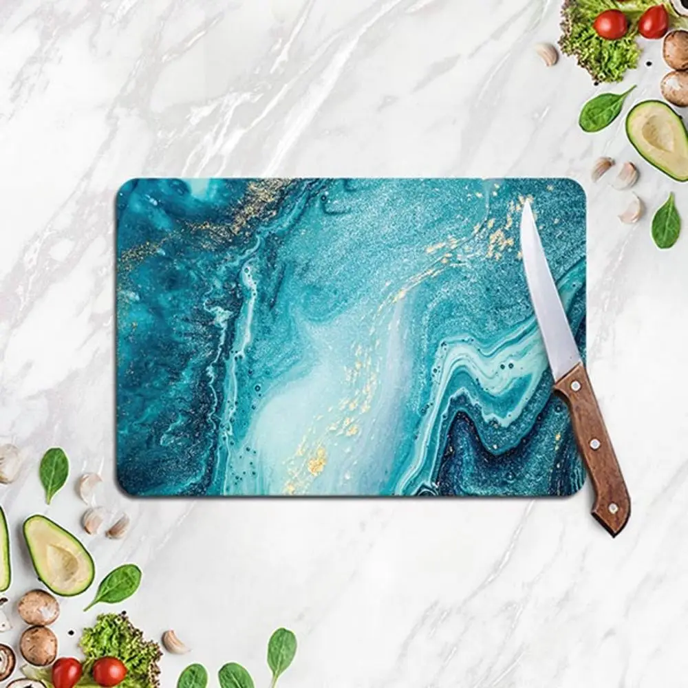 Decorative Glass Cutting Board Blue Marble Patterned Glass Cutting Table Cutting Board 20x30 / 30x40cm Sizes