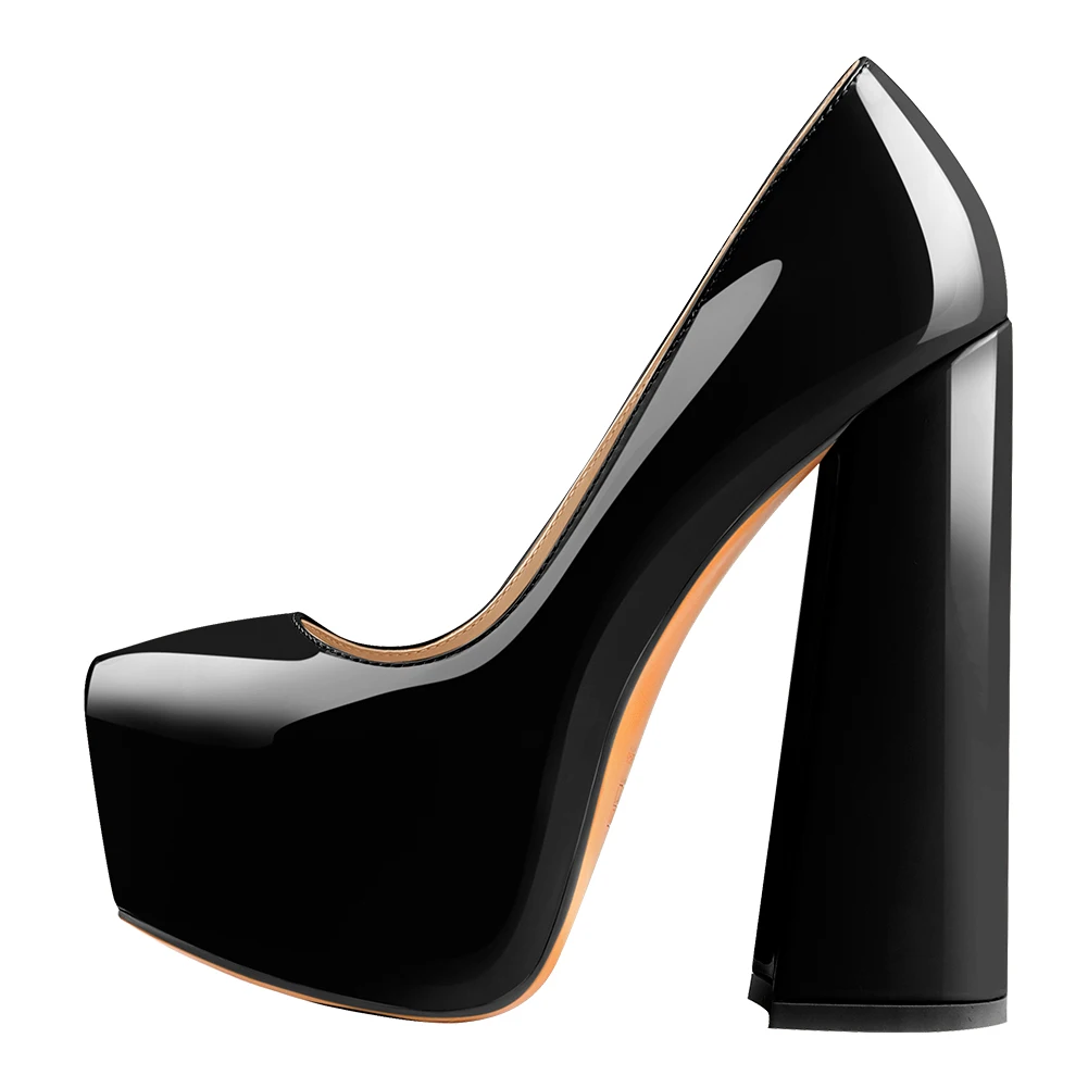 Womens Round Toe Platform 15CM~16CM Chunky High Heels Ankle Strap Dress Hoof Thick  Heels Shoes Big size