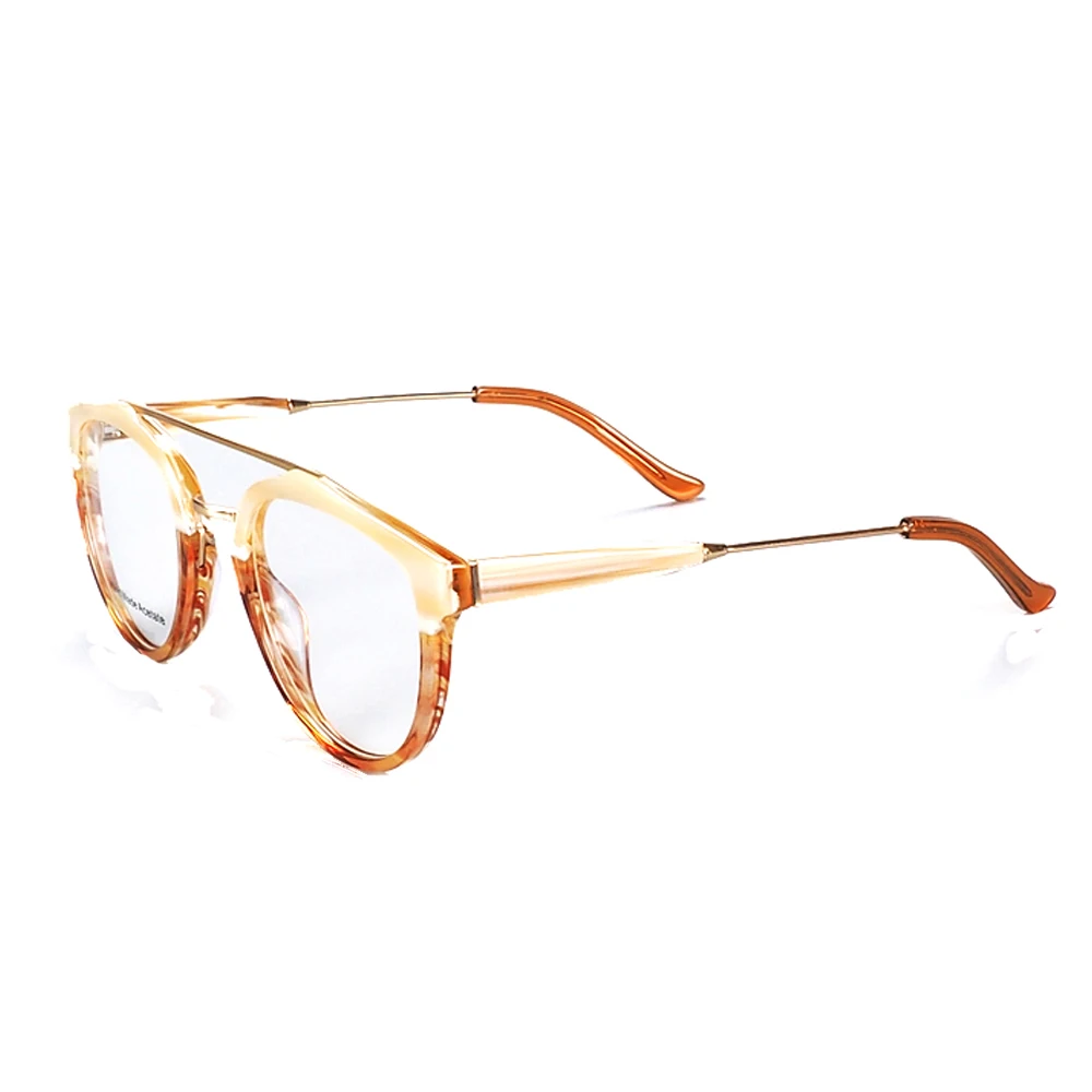 Vintage kobiety okrągłe oprawki do okularów męskie okulary optyczne ramki podwójny mostek Retro okulary korekcyjne brązowe klasyczne modne — zdjęcie 4