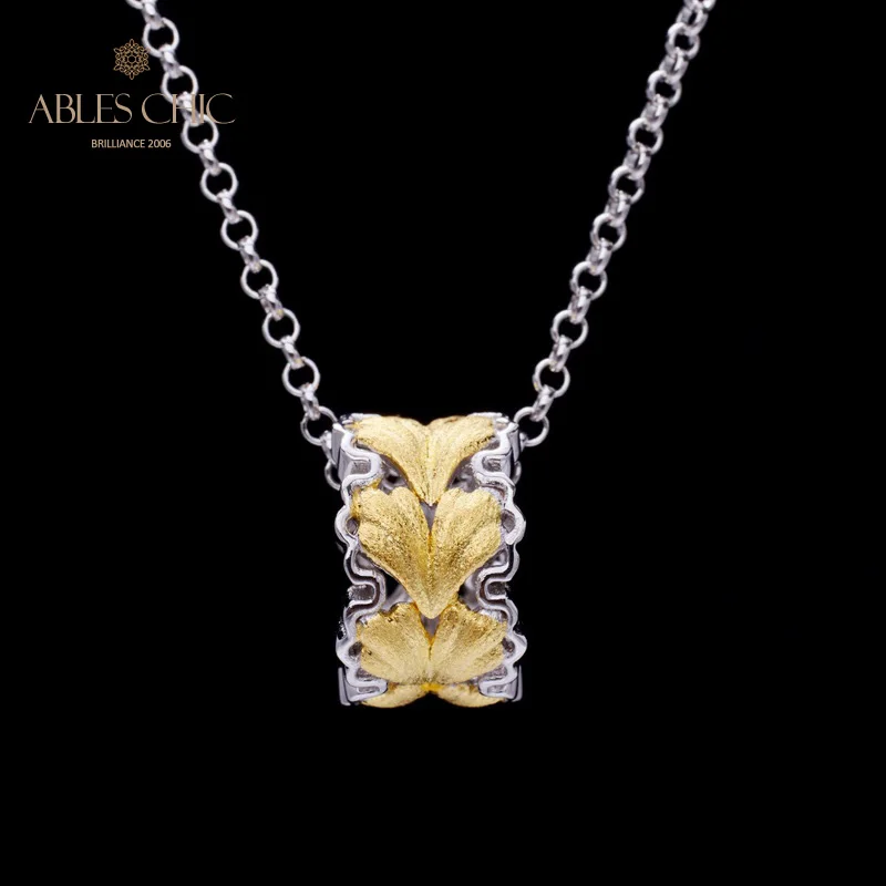 

Ables Chic Renaissance 925 Solid Silver Filigree Leaf Pattern Pendant 18K Gold Tone Honeycomb Fretwork Ring Necklace C11N3S25807