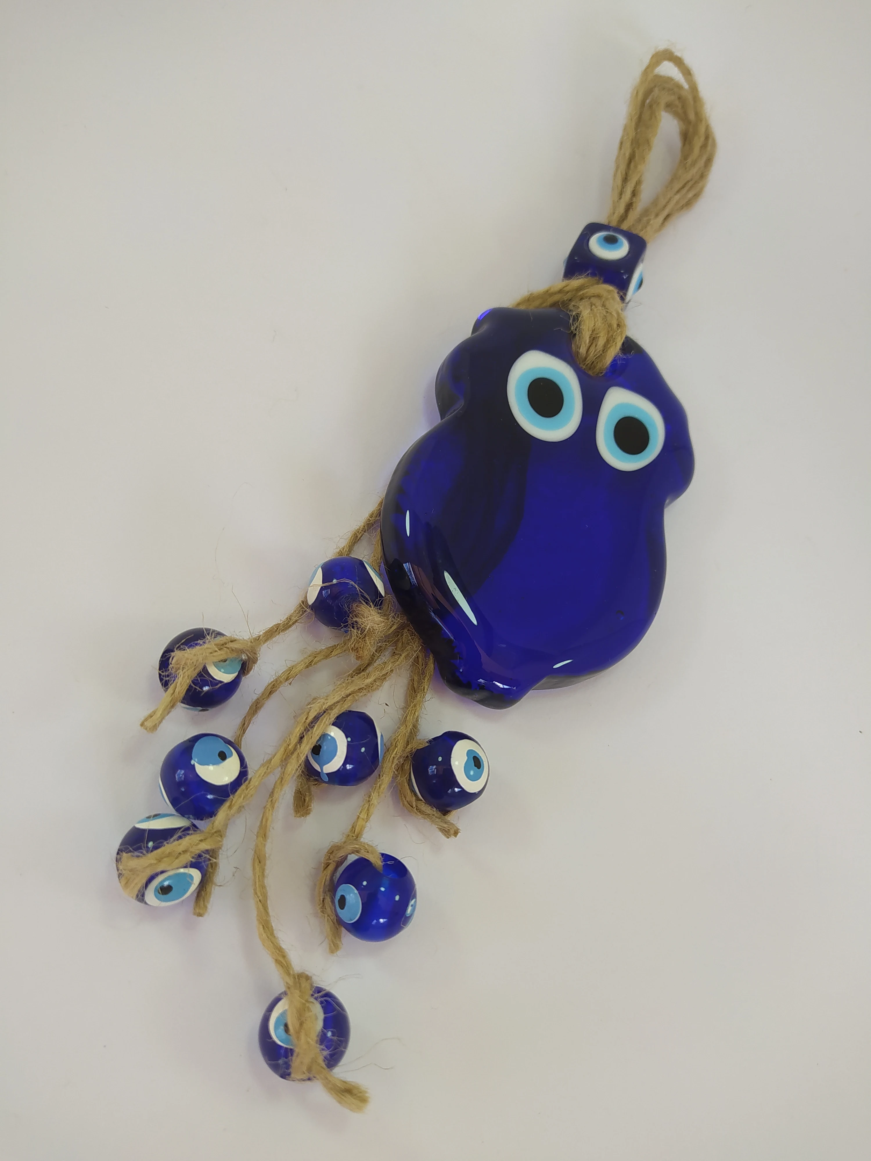 Tasselled Owl Evil Eye Wall Hanging Handmade Glass Bead Pendant Charm Turkish Amulet Talisman Nazar Protector Boho Home Decor