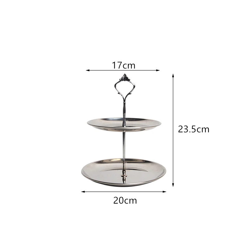 2/3 Layer Detachable Cake Stand Stainless Steel Sundries Display Holder Fruit Snack Candy Tray